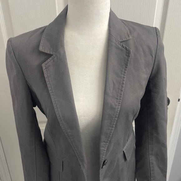 Women’s Mexx Cotton Blend Blazer 2 Pockets Fitted Grey Sz 38 - Picture 2 of 12